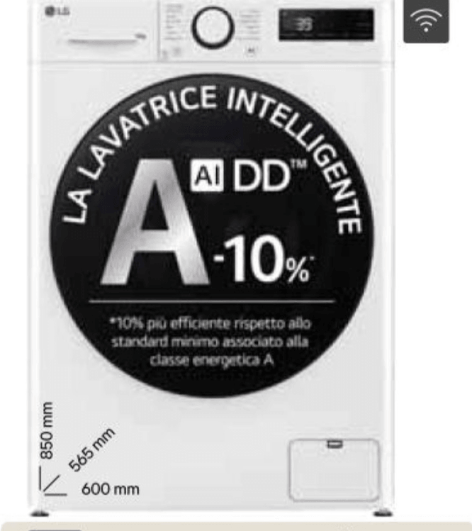 Lavatrice 10kg AI DD Serie R6 10kg LG - Offerta nel negozio Unieuro