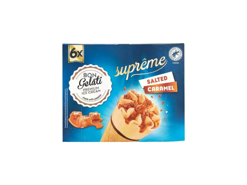Cono gelato al caramello salato 6x 75 g confezione Bon Gelati - Offerta nel negozio Lidl