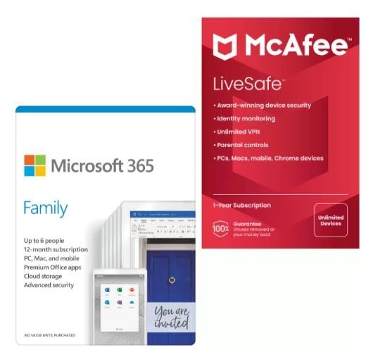 Bundle Office365+McAfee Livesafe Microsoft McAfee in offerta da MediaWorld