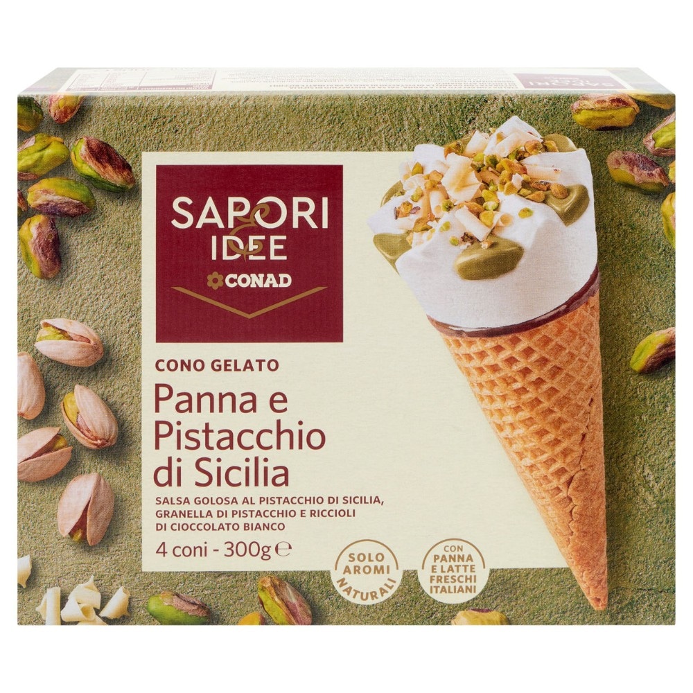 Cono con Panna e Pistacchi Siciliani 300 g, conf. da 4 pz in offerta da Penny