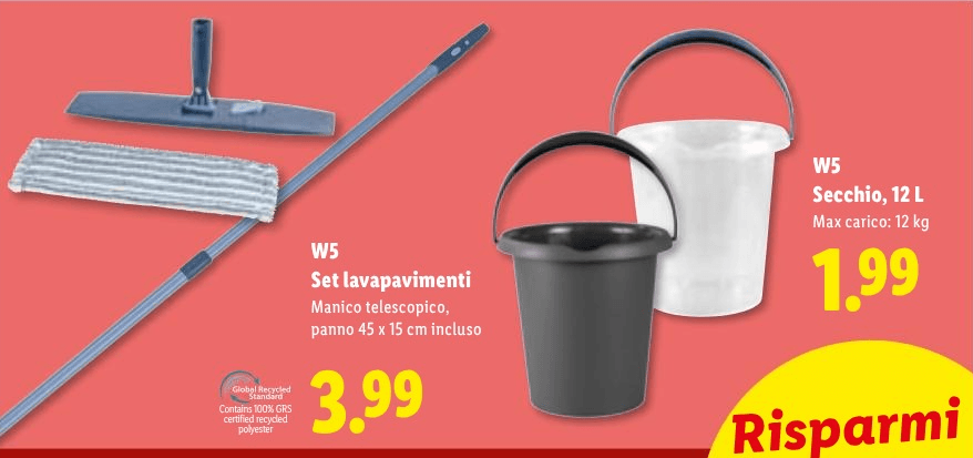 W5 set lavapavimenti e secchio (offerta insieme) in offerta da Lidl