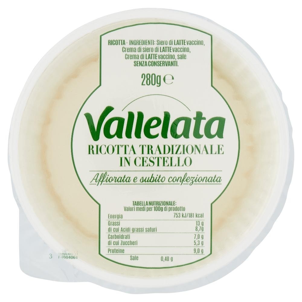 Ricotta tradizionale in cestello Vallelata g 280 in offerta da Bennet
