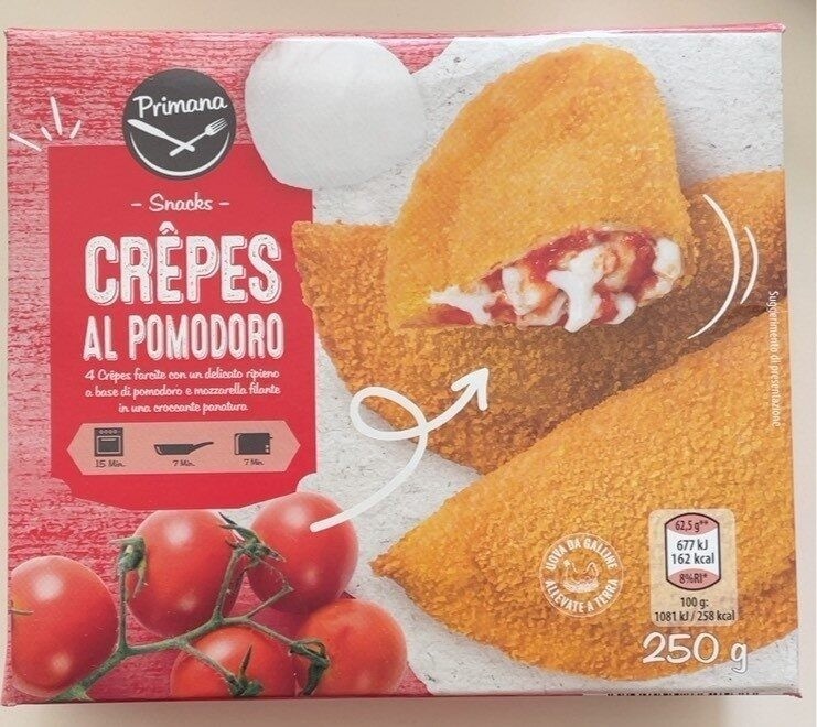 Primana Crêpes Pomodoro e Mozzarella 9 pezzi, 562,5 g in offerta da ALDI