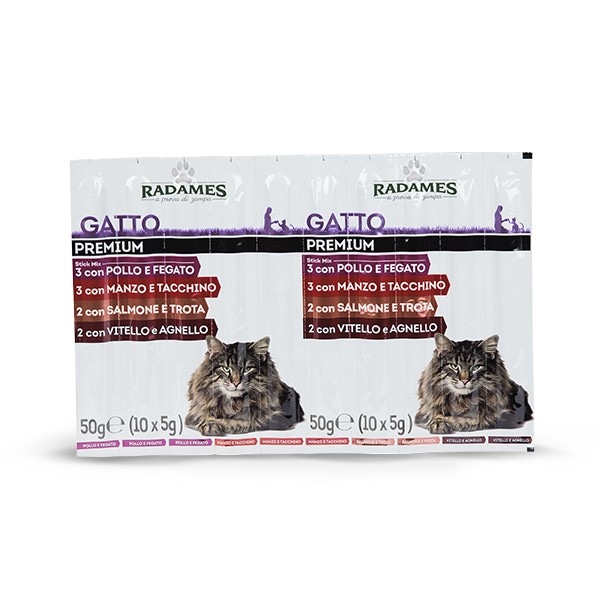 Stick premium per gatti gusti assortiti 10 pz, 50 g Radames in offerta da Eurospin