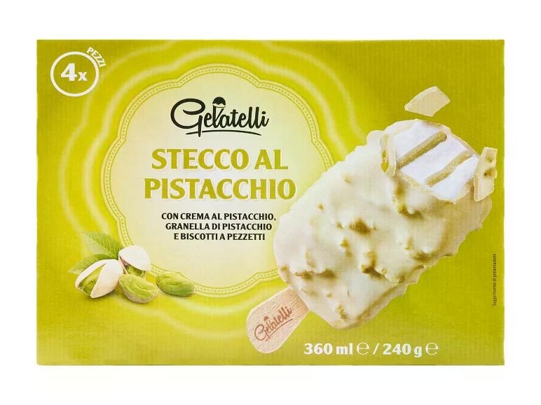 Stecco gelato variegato al pistacchio 4x 80 ml Gelatelli in offerta da Lidl