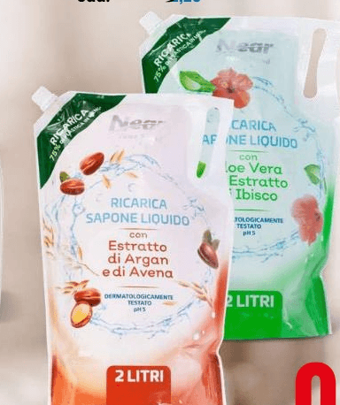 Ricarica Sapone Liquido con Estratto di Argan e Avena 2 Litri Near in offerta da Eurospin