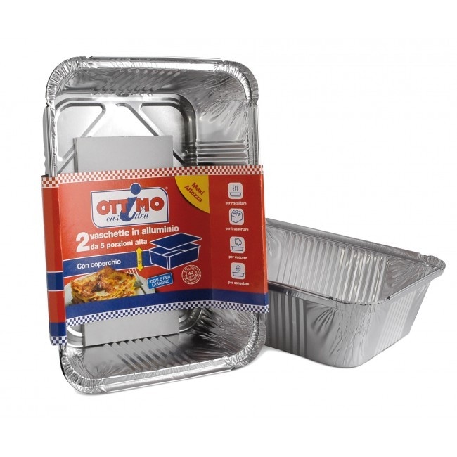 Vaschette in Alluminio 2 pezzi con coperchio da 5 porzioni in offerta da Happy Casa