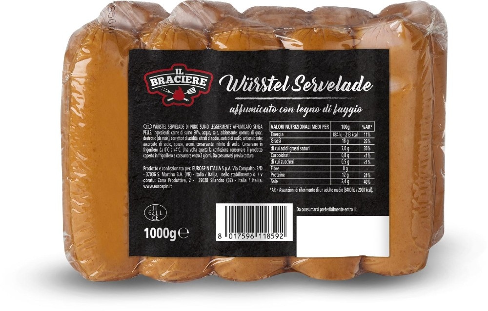 Würstel Servelade Il Braciere 1 kg - Offerta nel negozio Eurospin