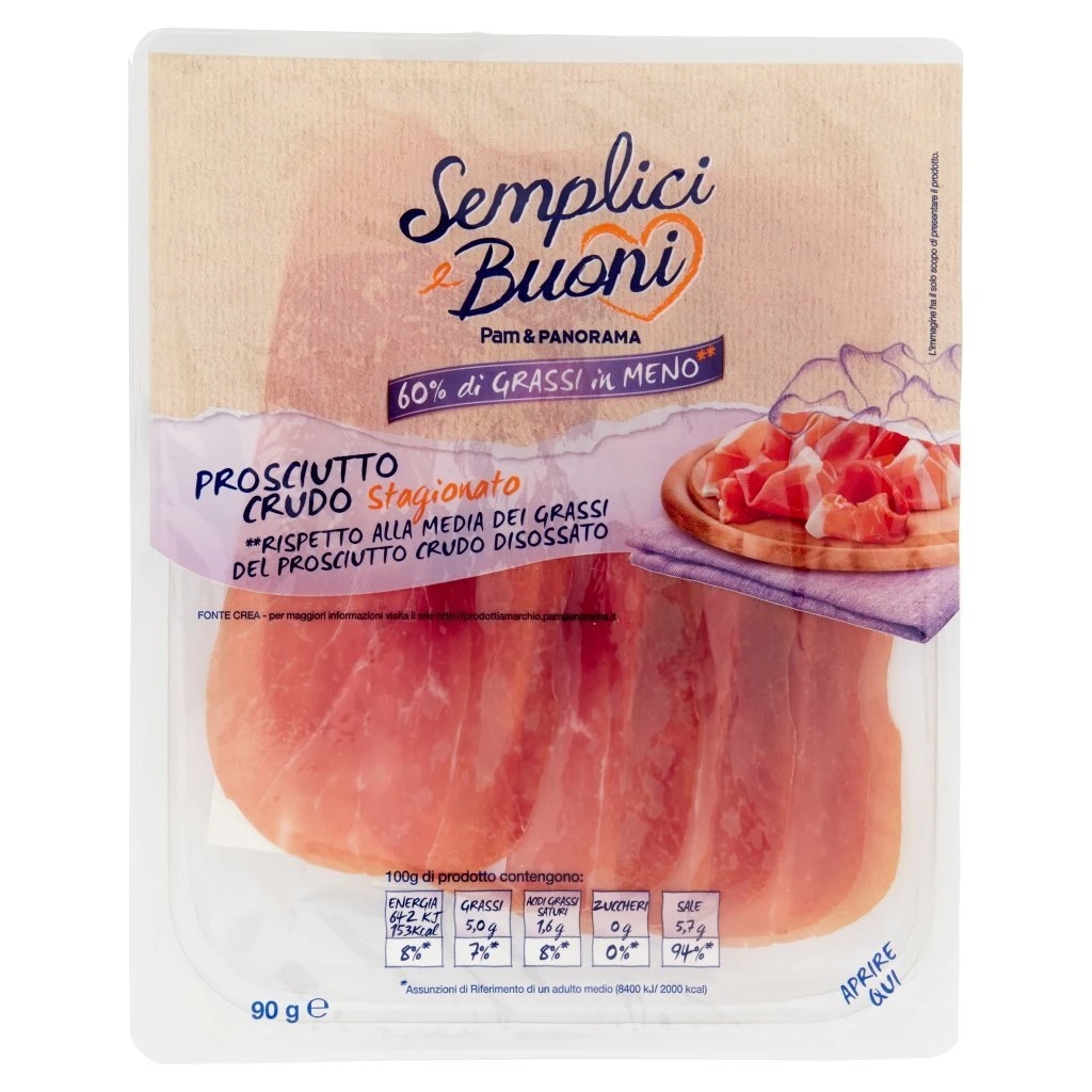 Prosciutto crudo stagionato 90 g Semplici e Buoni in offerta da Panorama