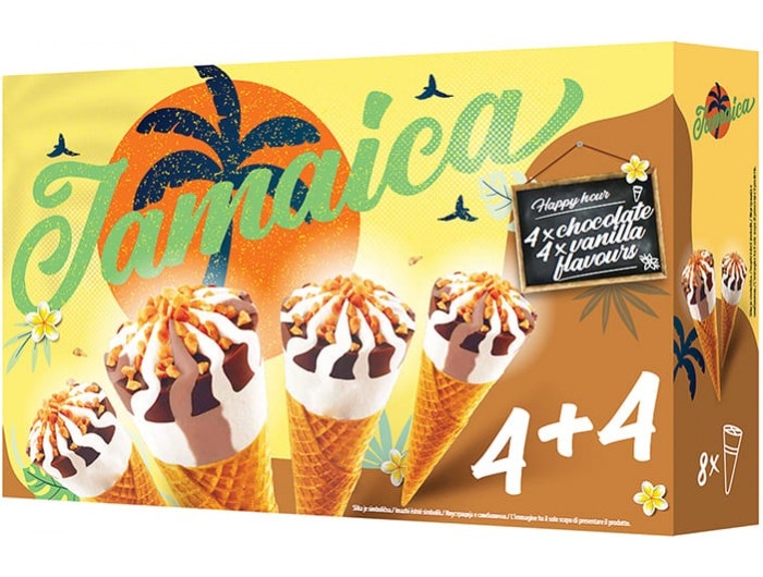 Jamaica coni vaniglia / amarena / cioccolato 8 pezzi in offerta da Dpiù