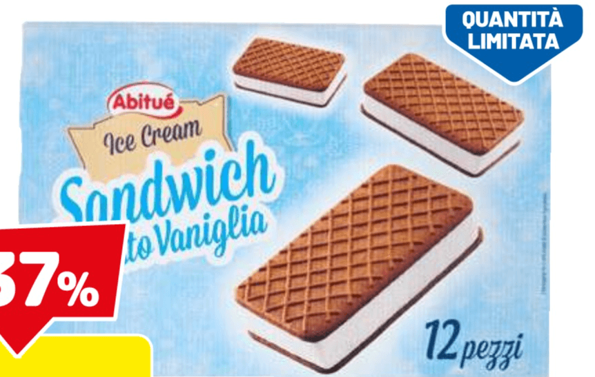 Abitué Sandwich gusto vaniglia 12 x 45 g in offerta da Dpiù