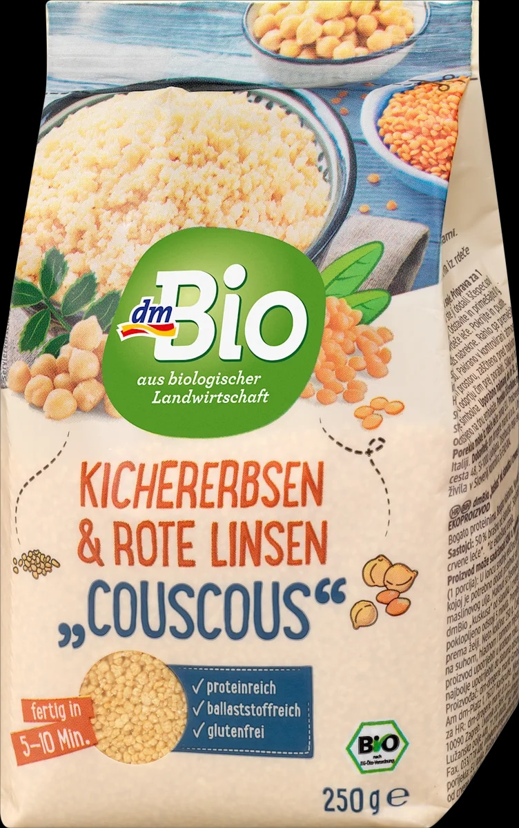 dmBio Couscous a base di ceci e lenticchie rosse 250 g - Offerta nel negozio Dm