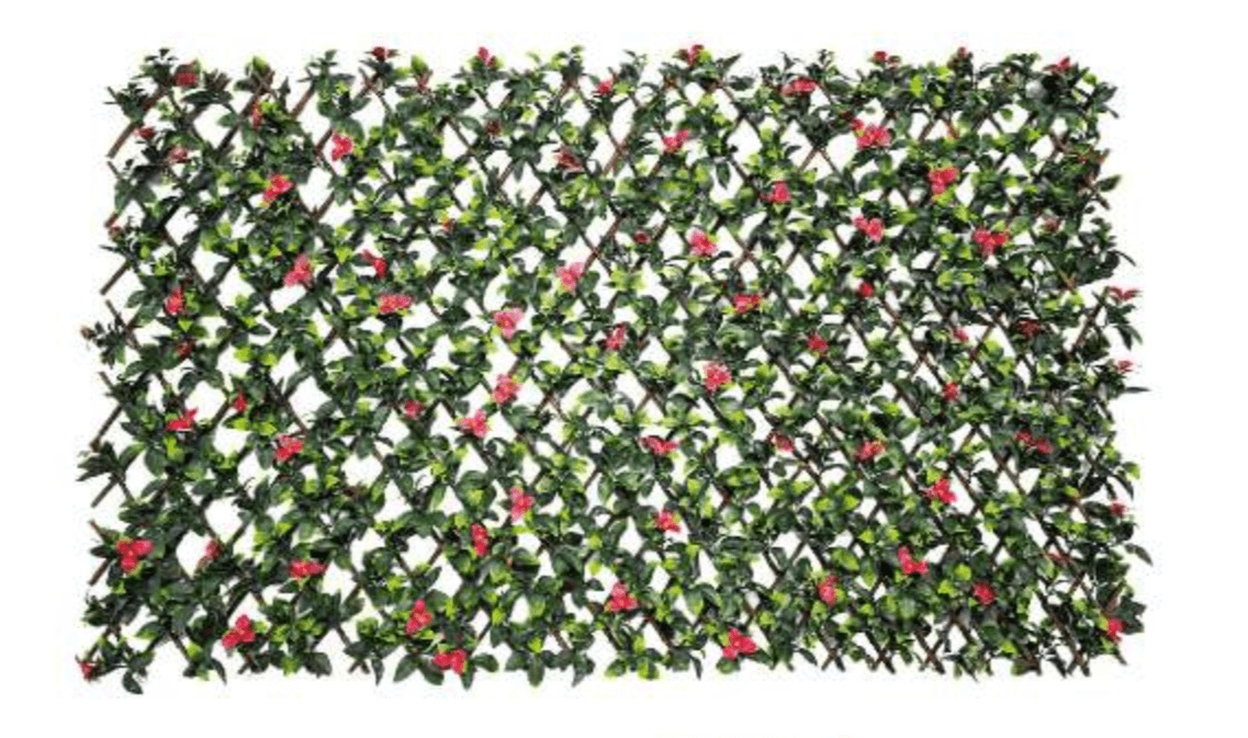Siepe artificiale estensibile con foglie e fiori H 90x180 cm - Offerta nel negozio Happy Casa