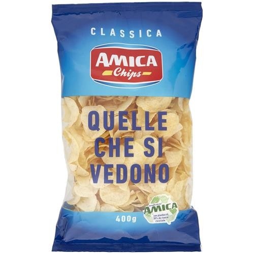 Patatine classiche "Quelle che si vedono" Amica Chips g 400 in offerta da Panorama