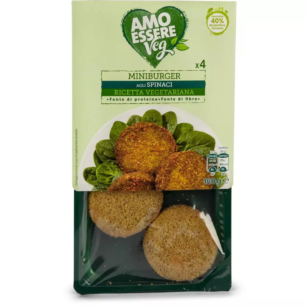 Miniburger agli spinaci 160 g AMO ESSERE in offerta da Eurospin