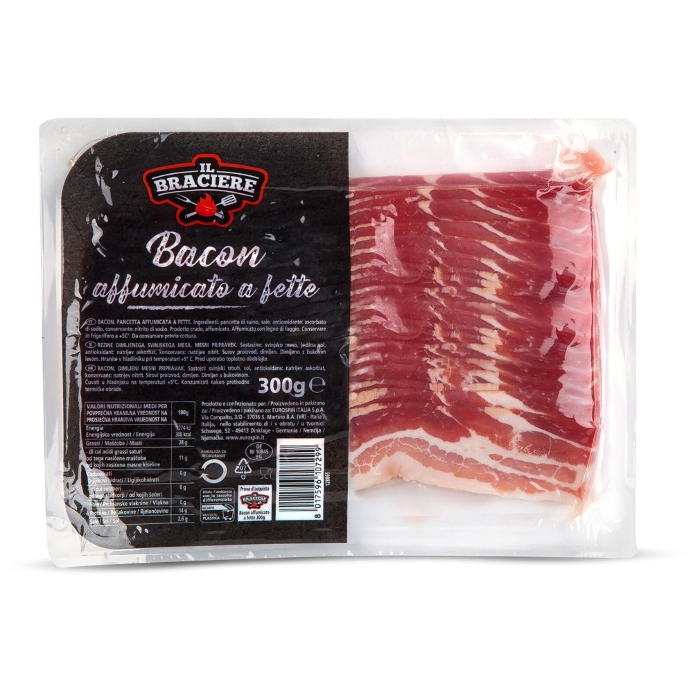 Bacon Affumicato a Fette 300 g Il Braciere - Offerta nel negozio Eurospin