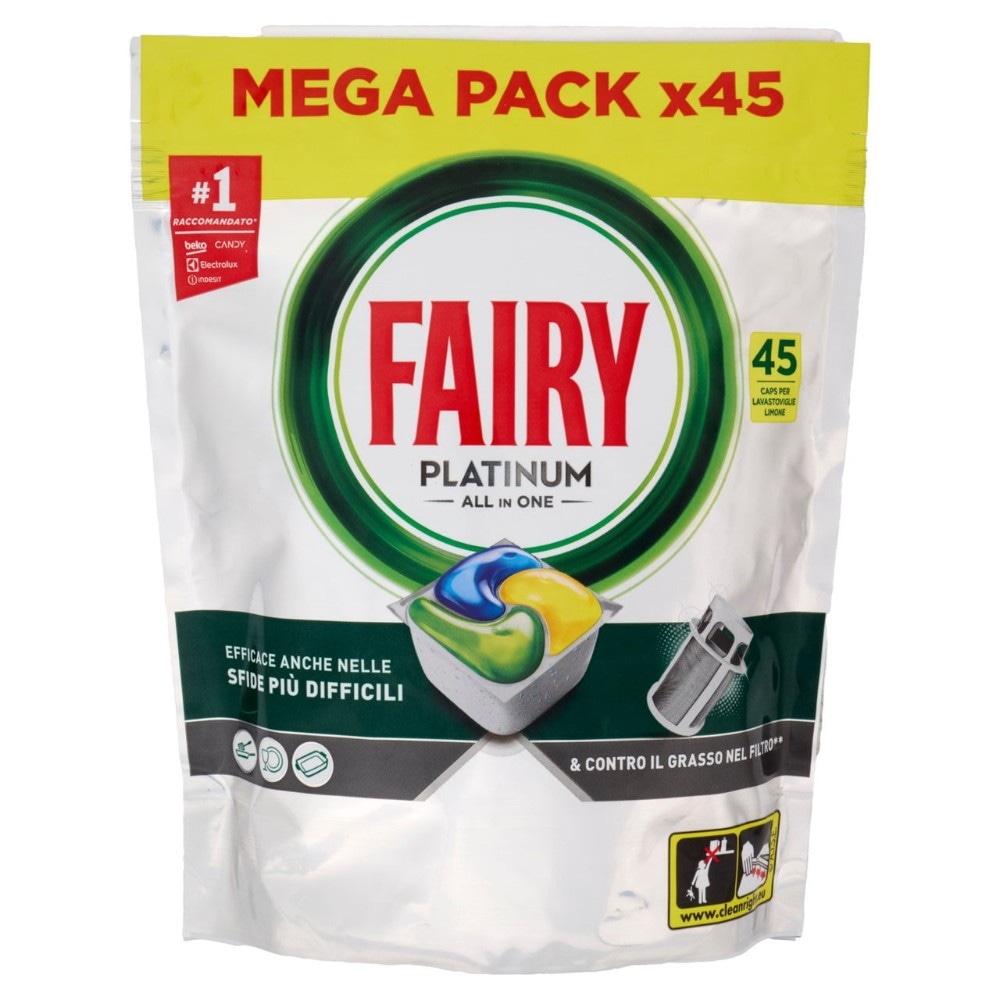 Fairy pastiglie lavastoviglie Platinum 32, 40, 45 o 49 pezzi in offerta da Bennet