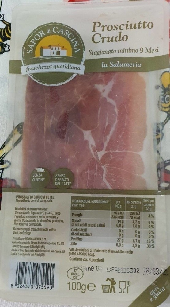 Prosciutto Crudo Sapor di Cascina trancio - Offerta nel negozio Penny