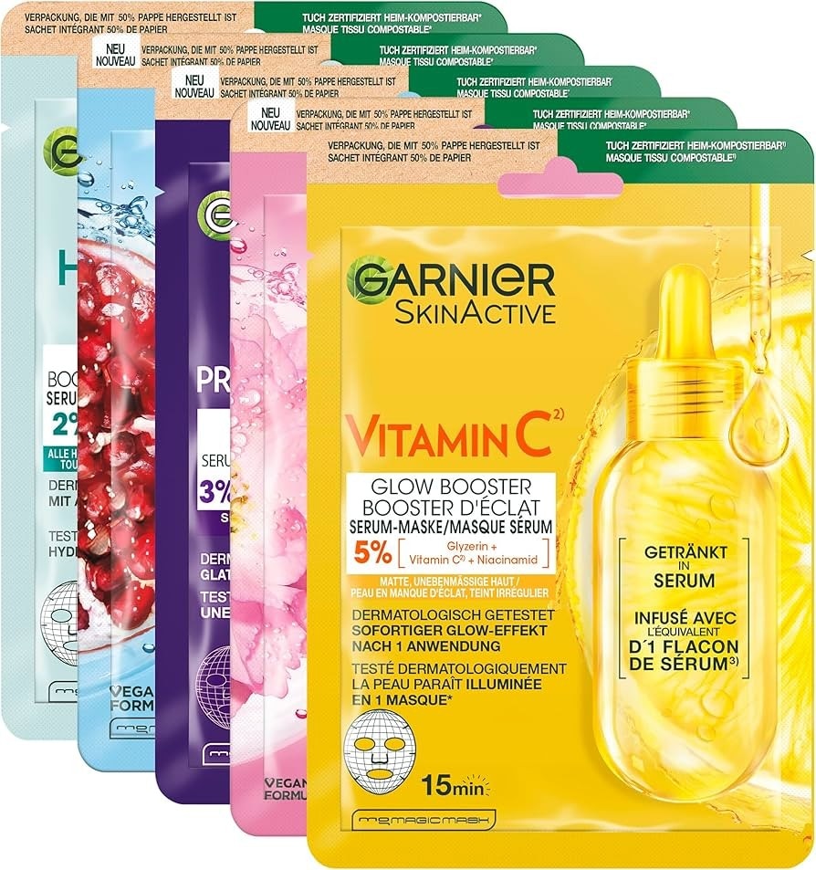 Garnier set 5 maschere viso in tessuto in offerta da Dm
