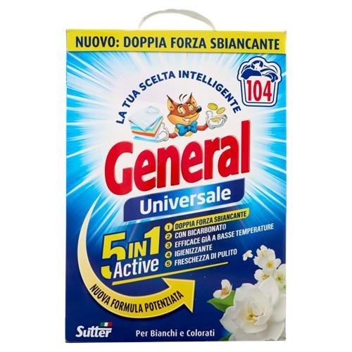 Detersivo in Polvere Universale 5in1 Active per Bianchi e Colorati General 4,68 kg in offerta da Bennet