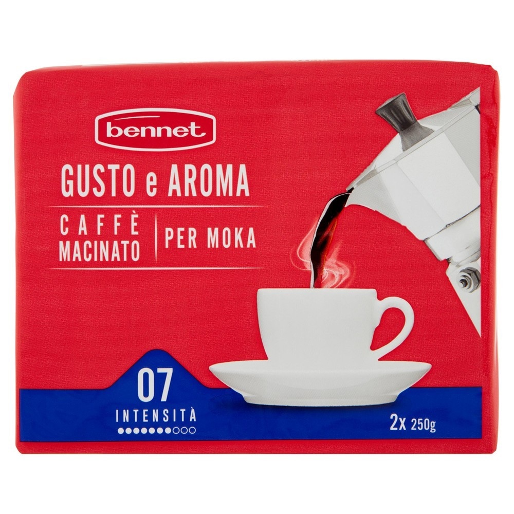 Caffè macinato per moka gusto e aroma Bennet 2 x 250 g in offerta da Bennet