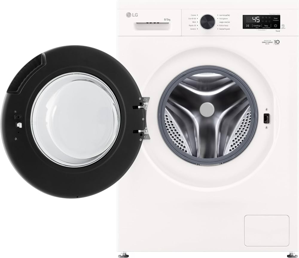 LG W4NX1085NWB Lavasciuga 8 kg lavatrice / 5 kg asciugatrice in offerta da Dpiù