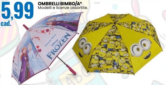 Ombrelli bimbo/a in offerta da Eurospin