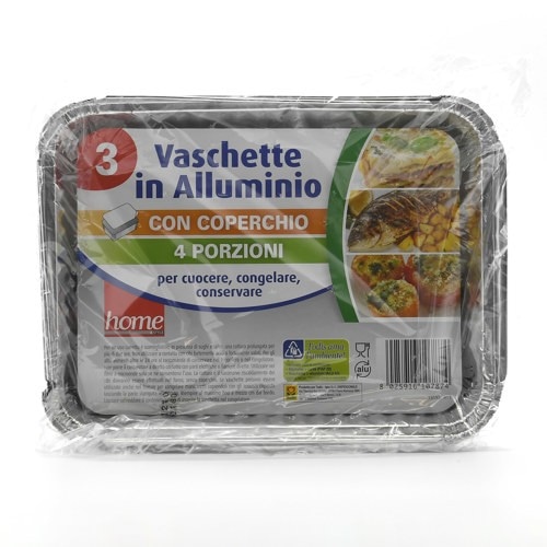 Vaschette in Alluminio 3 pezzi con coperchio da 4 porzioni in offerta da Happy Casa