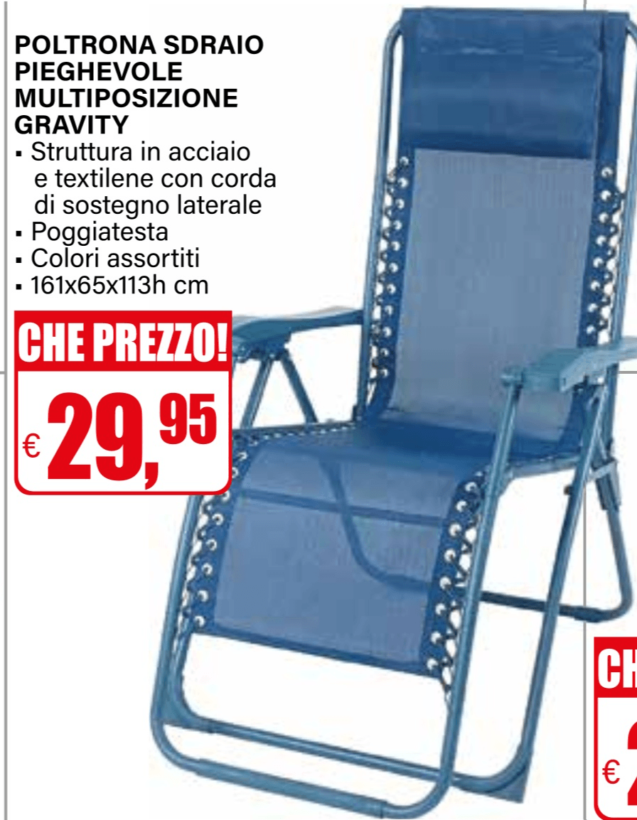 Poltrona Sdraio Pieghevole Multiposizione Gravity in offerta da Il Gigante