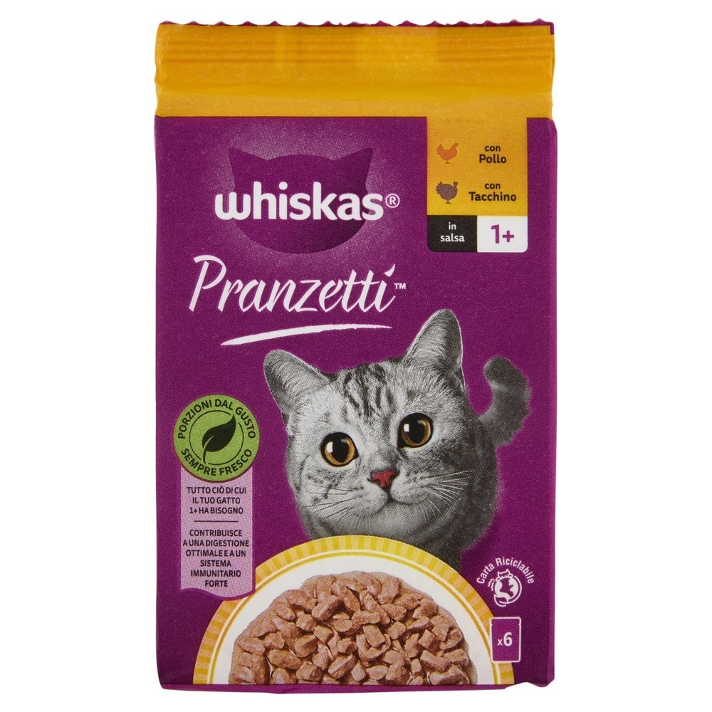 Alimento Umido per Gatti Whiskas Pranzetti conf 6 pezzi, 300 g in offerta da Carrefour