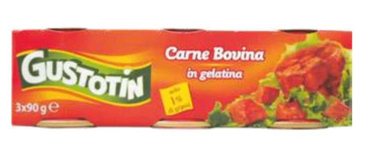 Gustotin carne bovina in gelatina 3 x 90 g in offerta da Dpiù