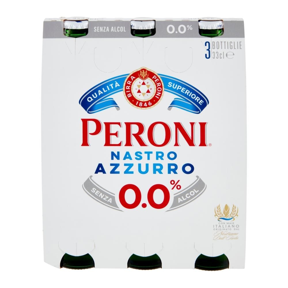 Birra Peroni Nastro Azzurro / Zero (conf. 3 pezzi) conf. 3 pezzi da 330 ml cad. (990 ml) in offerta da Carrefour