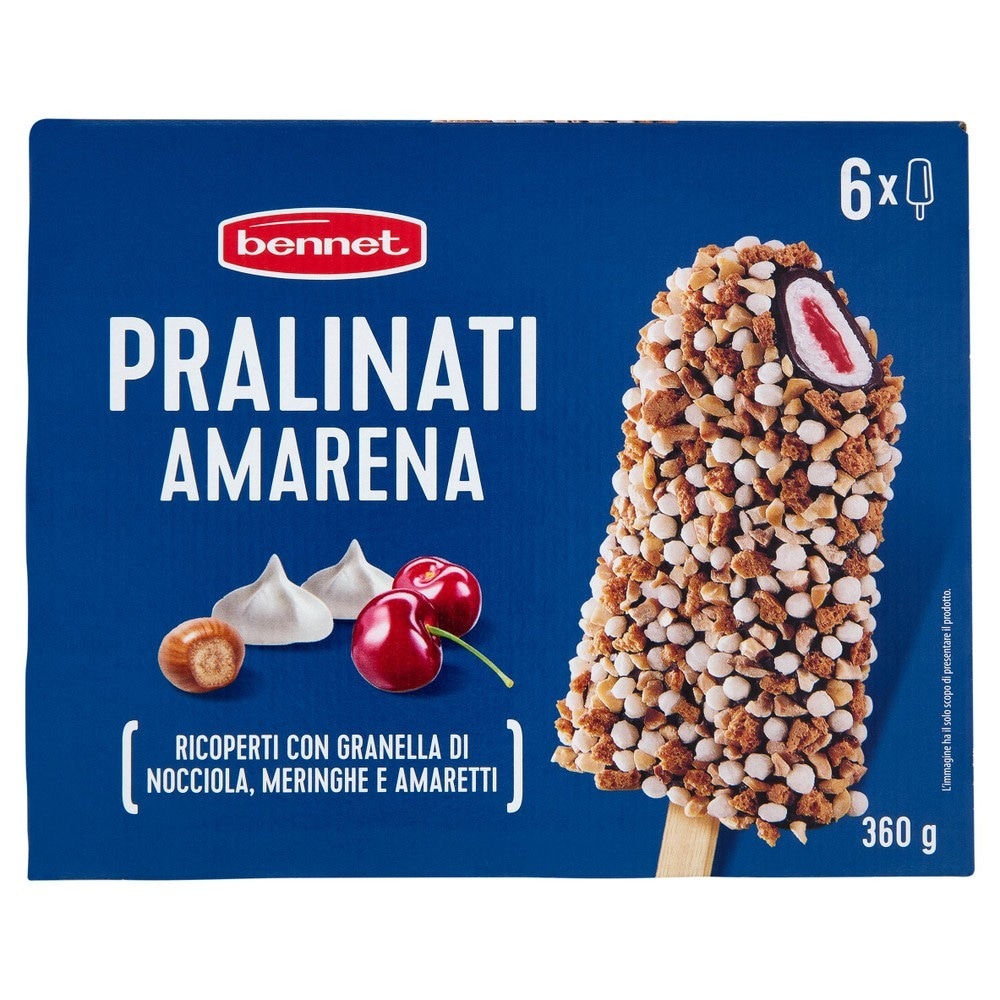 Stacchi gelato pralinati Amarena Bennet conf. da 6, 360 g in offerta da Bennet