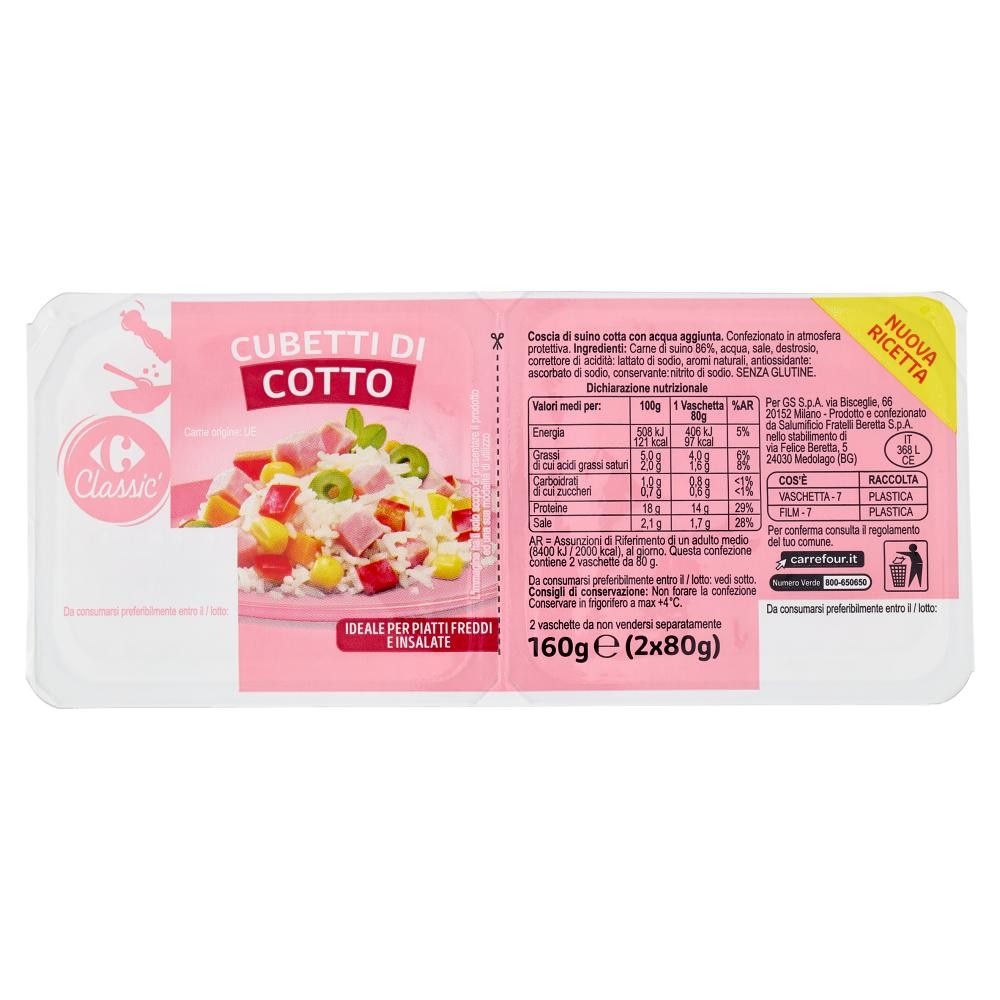 Cubetti di Cotto 2 x 80 g (160 g) in offerta da Carrefour