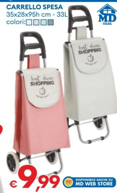 Carrello spesa 35x28x95h cm - 33L in offerta da MD