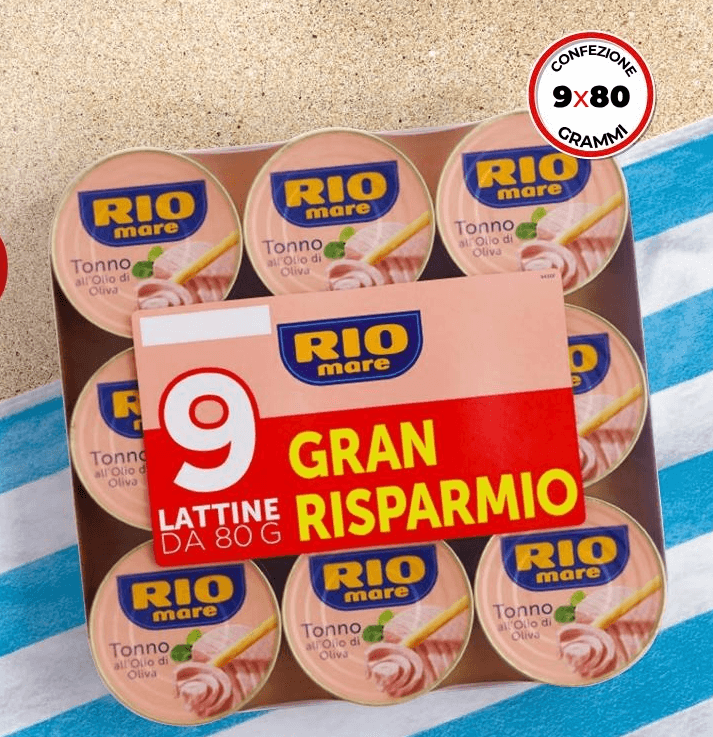 Tonno all'olio di oliva Rio Mare 9x80 g in offerta da Bennet