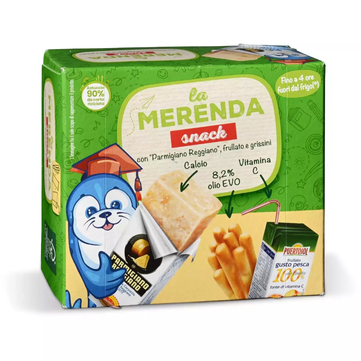 La Merenda Parmigiano Reggiano frullato e grissini Parmigiano Reggiano g 17, frullato ml 125, grissini g 15 Quattro Colli in offerta da MD