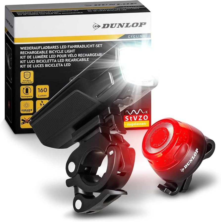 Luci LED Ricaricabili per Bicicletta DUNLOP in offerta da Happy Casa
