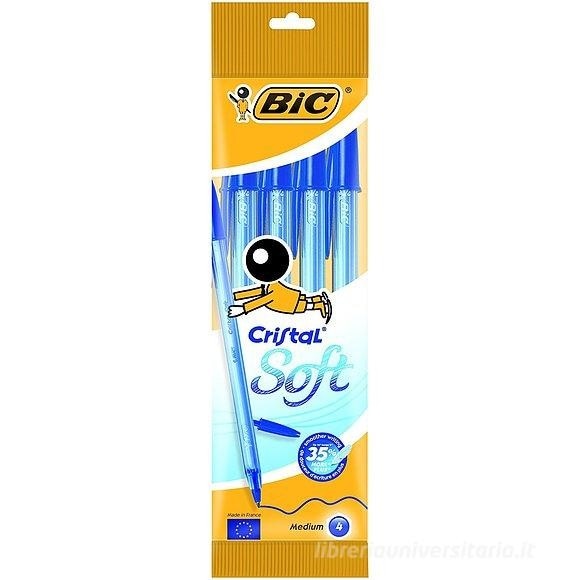 Bic Cristal Soft penne conf. da 4 in offerta da Bennet