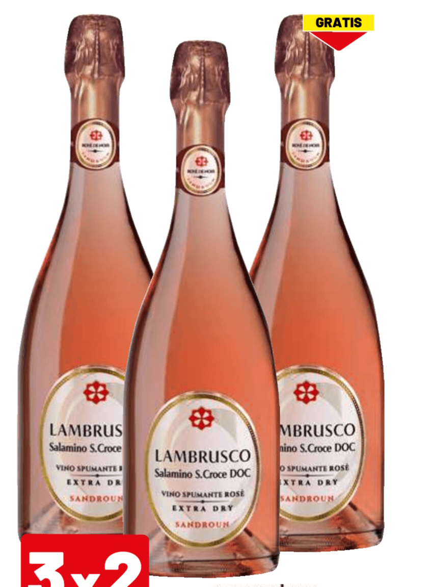 Sandroun Lambrusco Salamino di Santa Croce DOC Spumante Rosè 3 x 750 ml in offerta da Dpiù