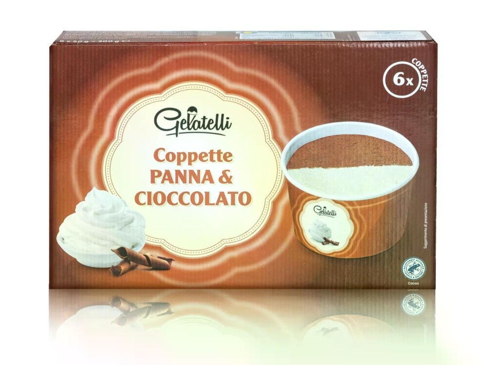 Coppette Panna e Cioccolato 6x 50g confezione Gelatelli in offerta da Lidl