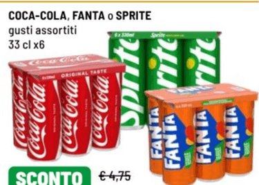 COCA-COLA, FANTA O SPRITE 6 x 33 cl Coca-Cola, Fanta, Sprite in offerta da Iper La grande i