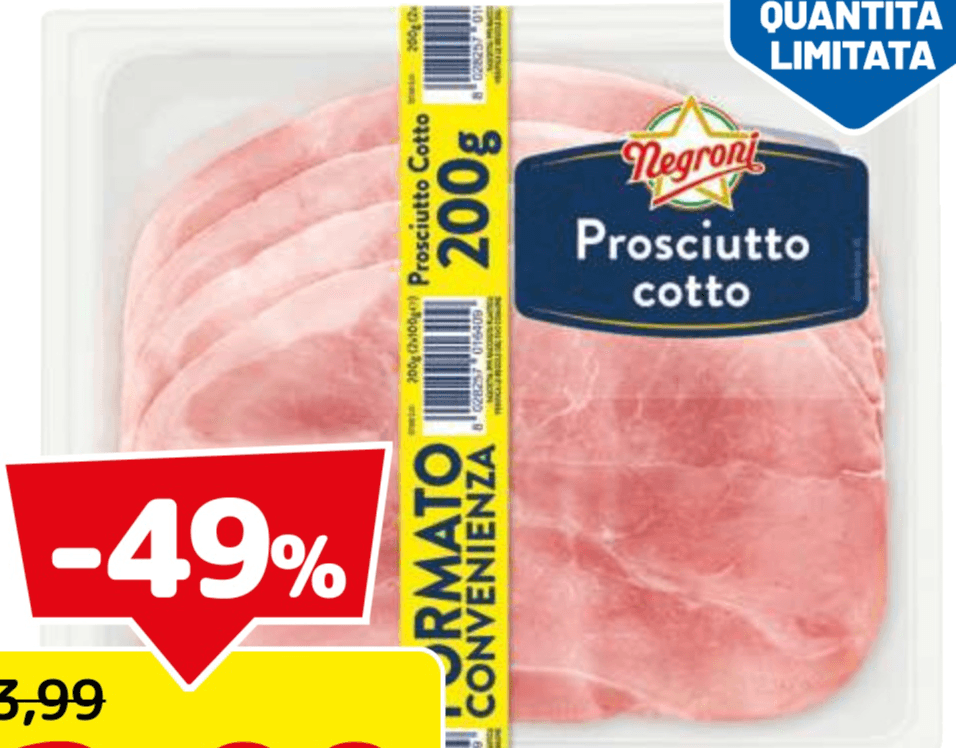 Prosciutto cotto Negroni bipack 2 x 100 g in offerta da Dpiù