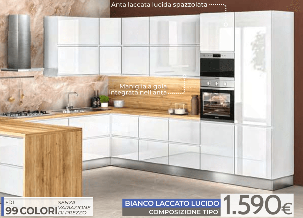 Composizione Tipo1 Avorio laccato lucido - Offerta nel negozio Mondo Covienza