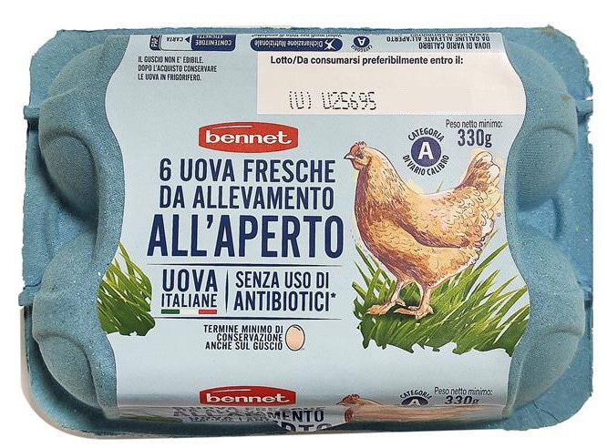 Uova Allevate all'Aperto Senza Antibiotici Bennet conf. da 6 in offerta da Bennet