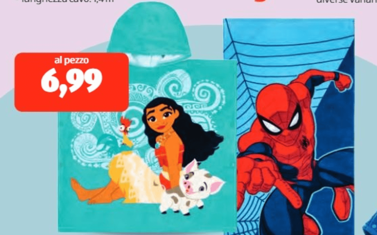 Telo mare/Poncho per bambini Disney / Paw Patrol / Spiderman - Offerta nel negozio ALDI