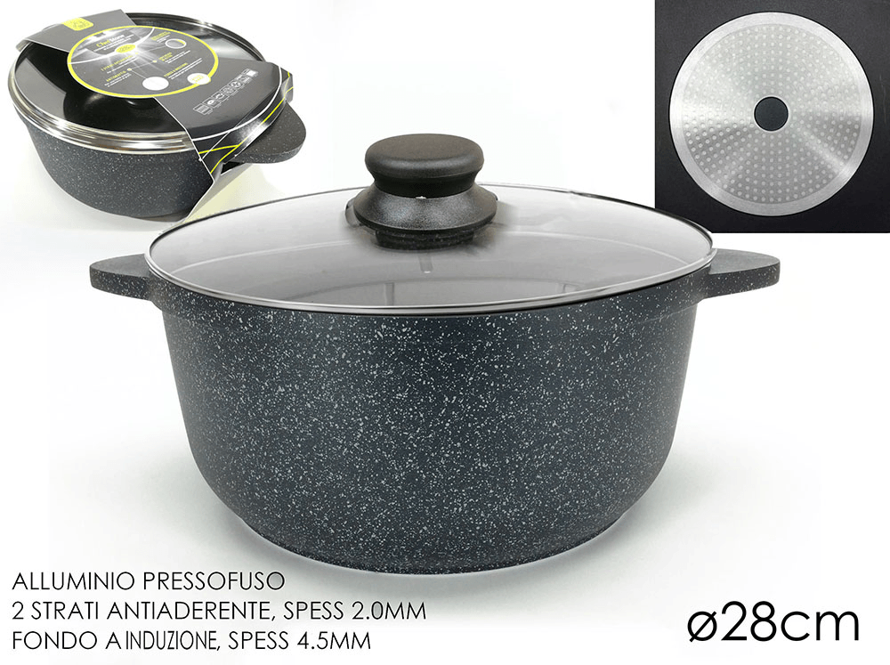 Casseruola con coperchio in vetro e 2 manici Ø 28 cm in offerta da Happy Casa
