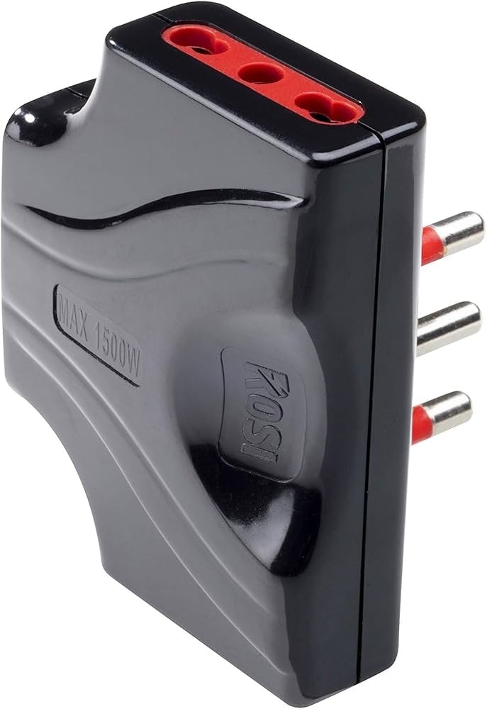Adattatore triplo extra piatto Rosi spina 10 amp, prese 10/16 amp in offerta da Il Gigante