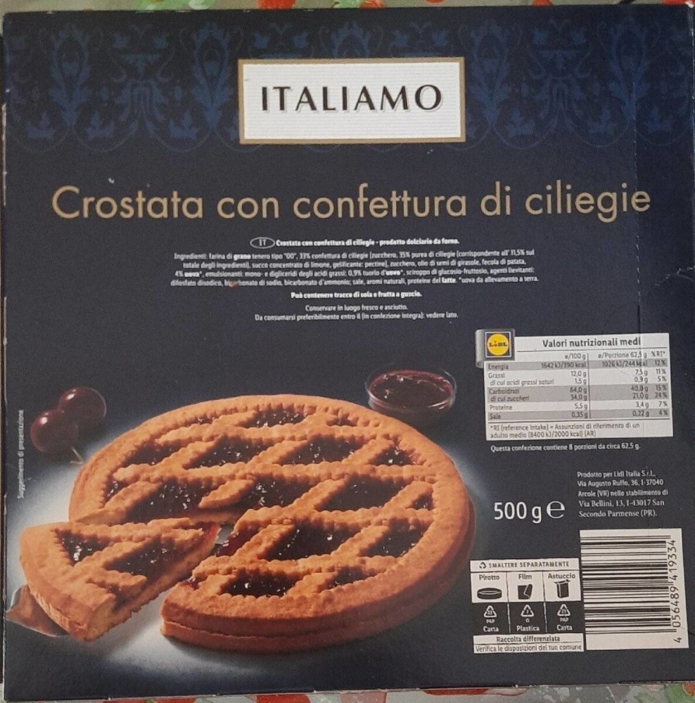 ITALIAMO crostata con confettura alle ciliegie 500 g confezione in offerta da Lidl