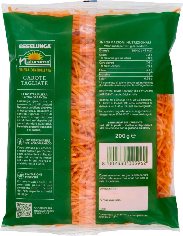 Naturama carote tagliate 200 g in offerta da Esselunga